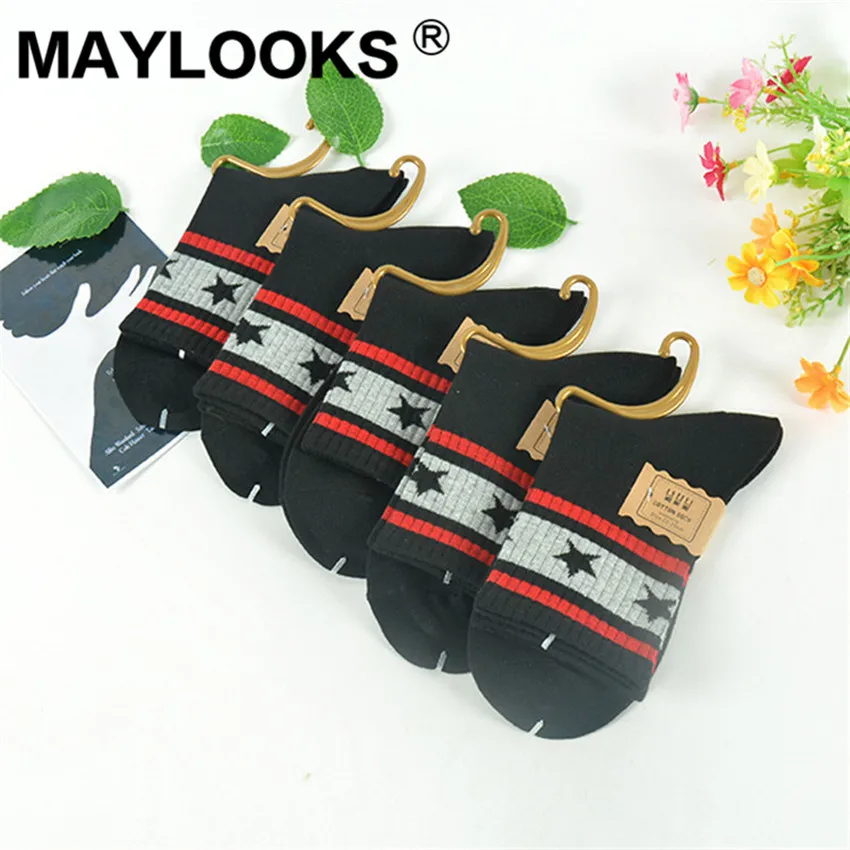 Maylooks/женские хлопковые носки в Корейском стиле полоску со звездами W271|Носки| |