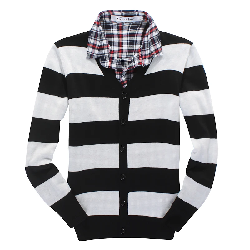 Stripe color block decoration sweater 