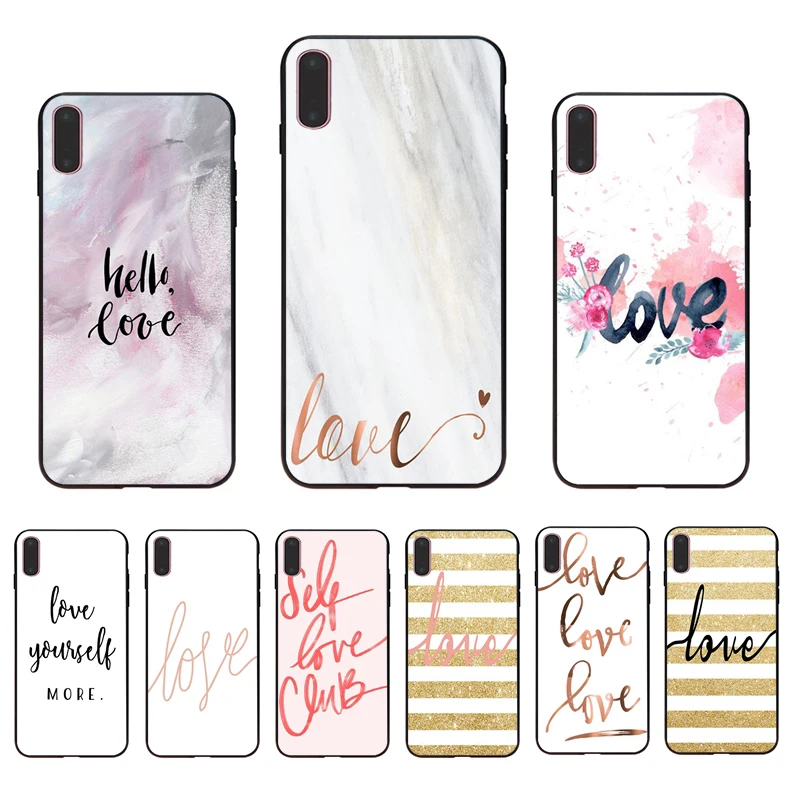 

IMIDO Love marble background love Cartoon Printed Covers case For Iphone 5 5S 6 6S 6PLUS 6SPLUS 7 8 7PLUS 8PLUS X XS XR XSMAX