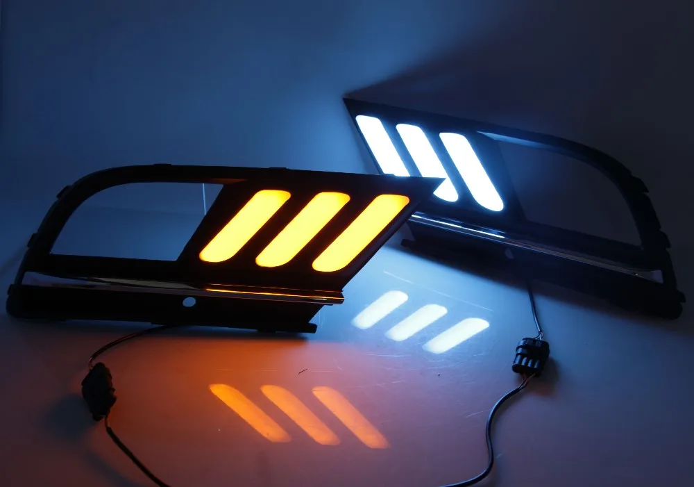 EOsuns светодиодный DRL дневного света для Volkswagen VW Sagitar jetta, беспроводной переключатель, синий ночник, желтый сигнал поворота