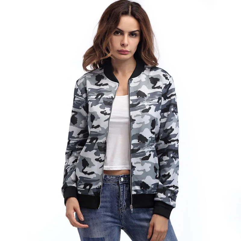 

2022 New Camouflage Jacket Top European And American Style Fashion Comfortable Women's Zipper Baseball Uniform Jacket
