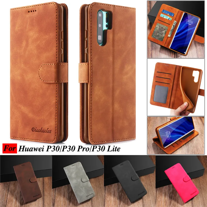 Кожаный чехол для Huawei P30 винтажные чехлы телефонов Telefoon Hoesje Pro книжка Lite