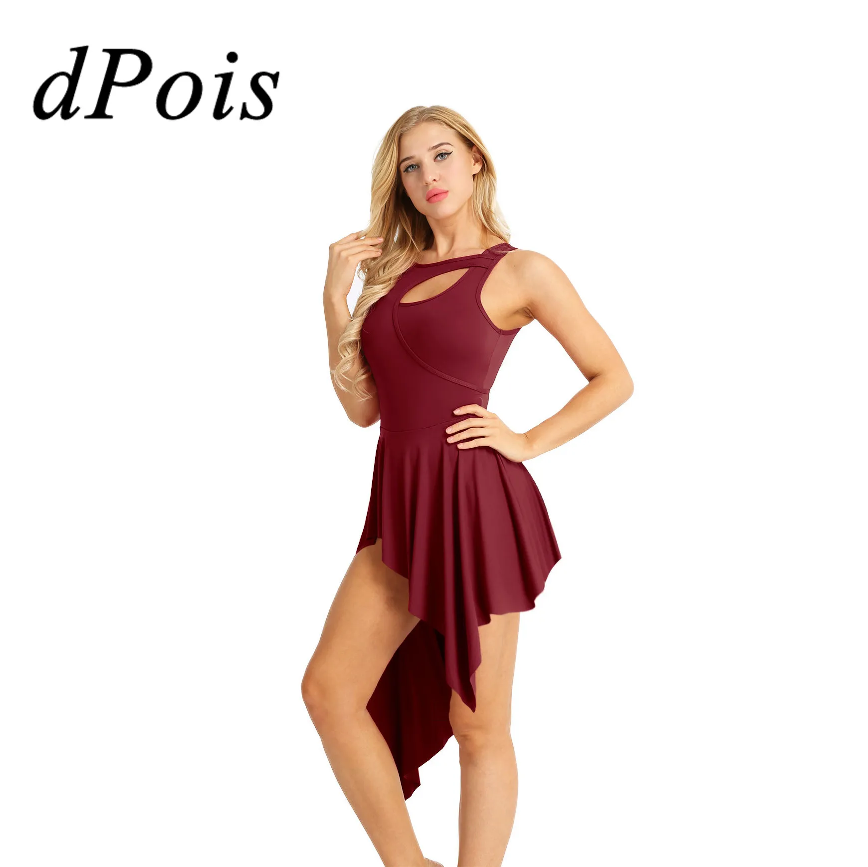

Women Adult Irregular Ballet Dance Dress Gymnastics Leotards Skirt Female Stage Costume Ballerina Lyrical Praise Dance Dresses