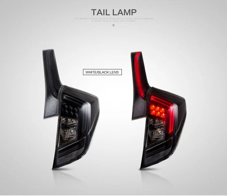 Vland Автомобильный задний фонарь для Fit/Jazz Led задний фонарь- с DRL+ обратный+ тормозной комплект для освещения автомобиля