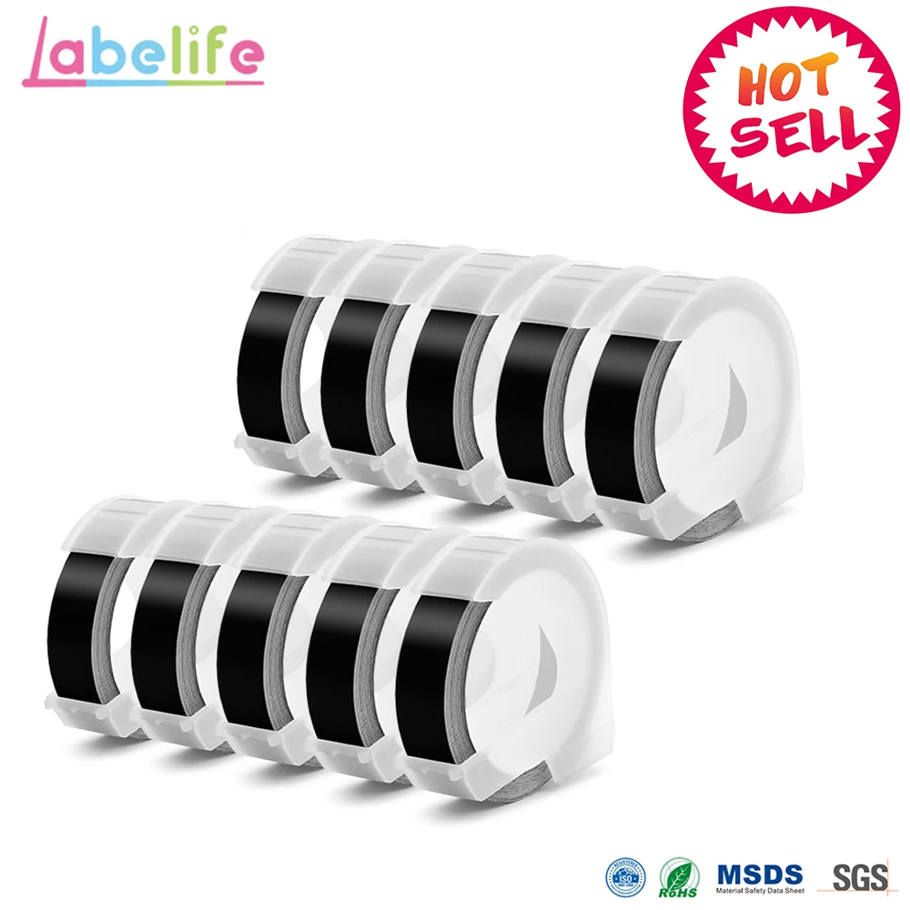 Labelife 10 шт. 9 мм * 3 м Dymo 3D Пластиковые Смешанные Цветные тиснения ленты для Тиснения