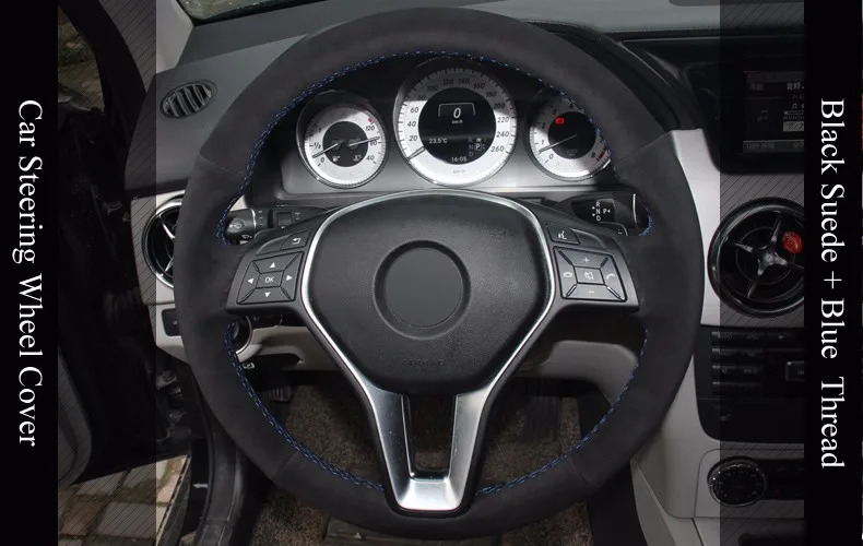 LQTENLEO черная замша DIY Ручная сшитая крышка рулевого колеса автомобиля для Mercedes Benz A-Class 2013- B-Class 2011- CLA-Class