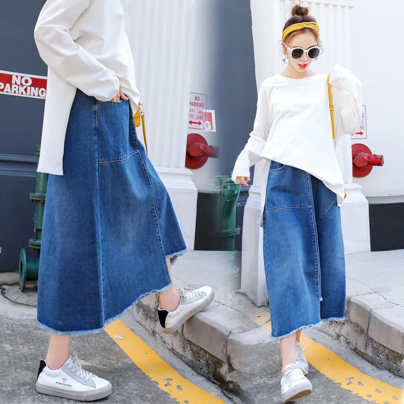 BONJEAN New Autumn Maternity Stomach Lift Skirts Long Loose Pregnant Women Denim Skirt Casual Mate For | Мать и ребенок