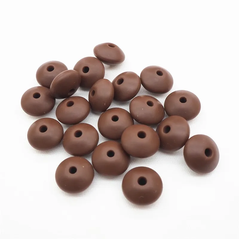 Chocolate Chengkai 100 шт 12*7 мм Силиконовые Бусины чечевица DIY Детский Прорезыватель пустышка Abacus жевательная игрушка для изготовления ювелирных изделий крутая серия - Цвет: Chocolate