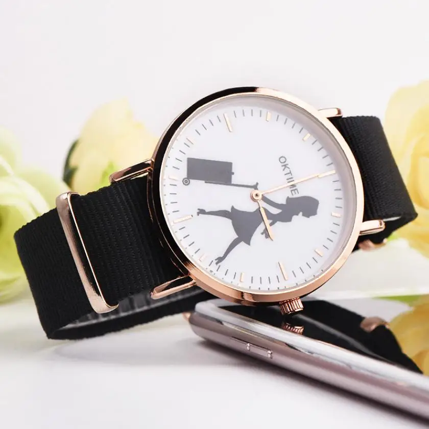 Роскошные часы Relojes Mujer Женские повседневные кварцевые холщовые с ремешком Newv