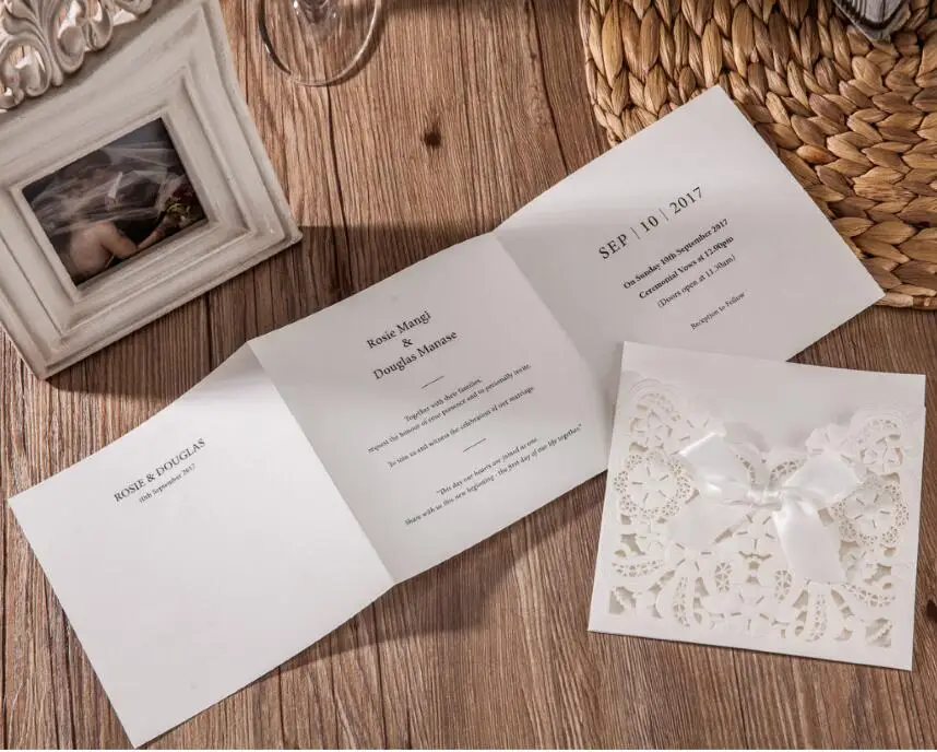 1 шт. свадебные пригласительные открытки с лазерной резкой и конвертами rсвп