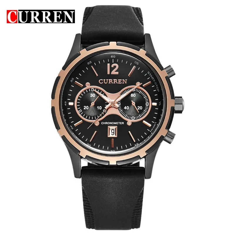 горячее надувательство Роскошные Curren Марка Homens Кварцевые Золотые Часы Мужчины