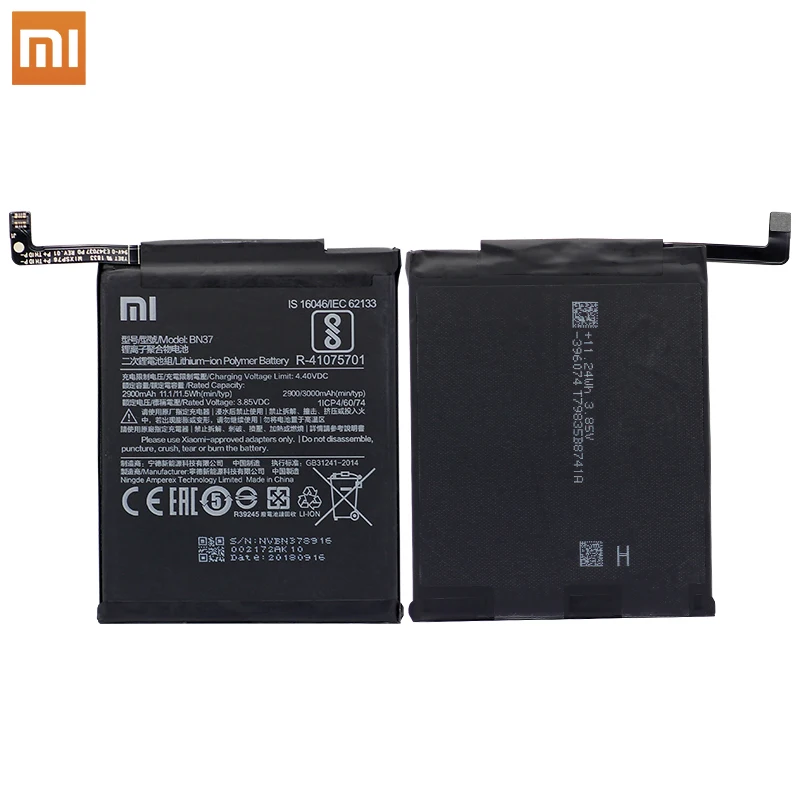 Xiao Mi Оригинальный аккумулятор для телефона BN37 Xiaomi Redmi 6 6A высокая емкость 2900 мАч