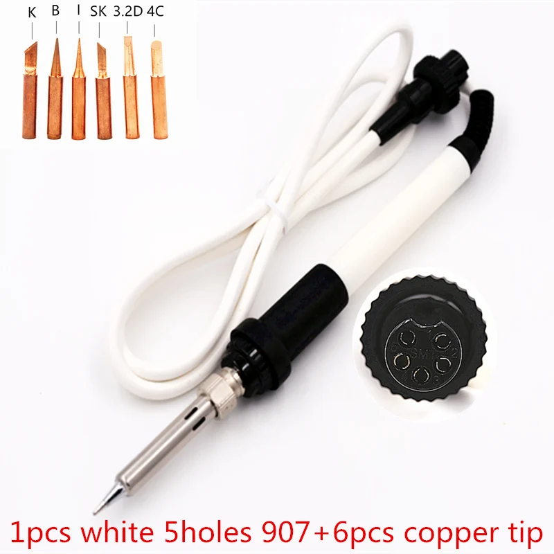 SZBFT белый паяльник для подключения к ручка для HAKKO 907/ESD 907 936 937 928 926 паяльная станция зарядное устройство с 6 шт. паяльное жало
