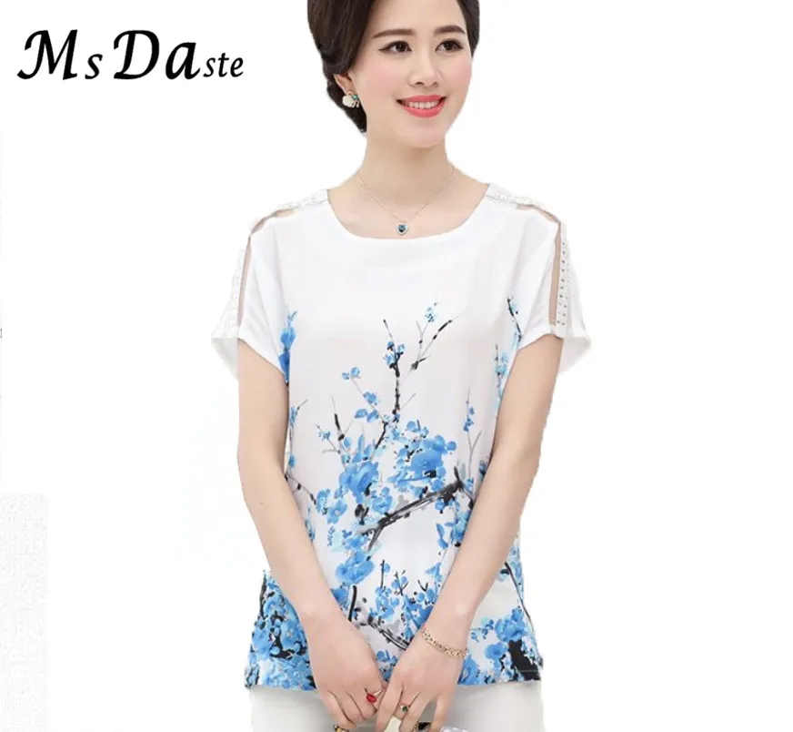 Chiffon blouses 2017 new women summer blouse shirt vintage floral Print casual tops blusa camisas chemise femme plus size 4XXXXL |