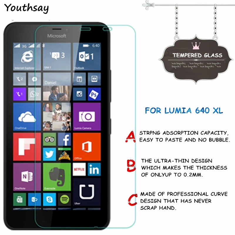 2 шт. для стекла Lumia 640 XL закаленное стекло защиты экрана 640XL защитная пленка Youthsay|for