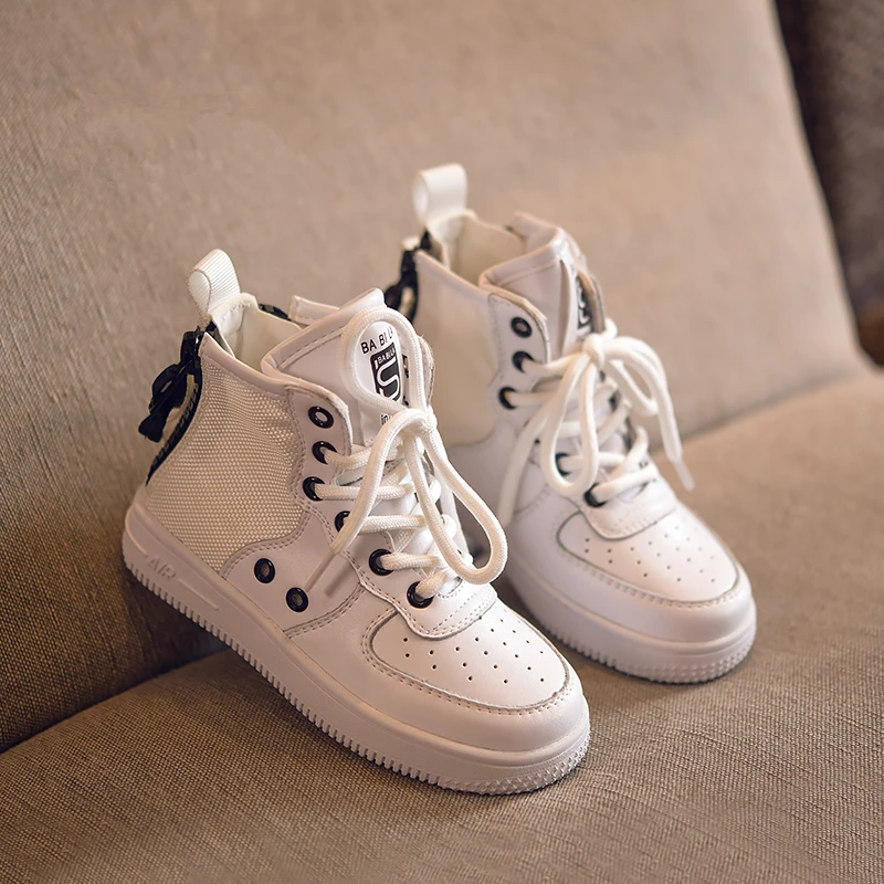 2018 осень зима детские спортивные кроссовки высокие молнии для маленьких