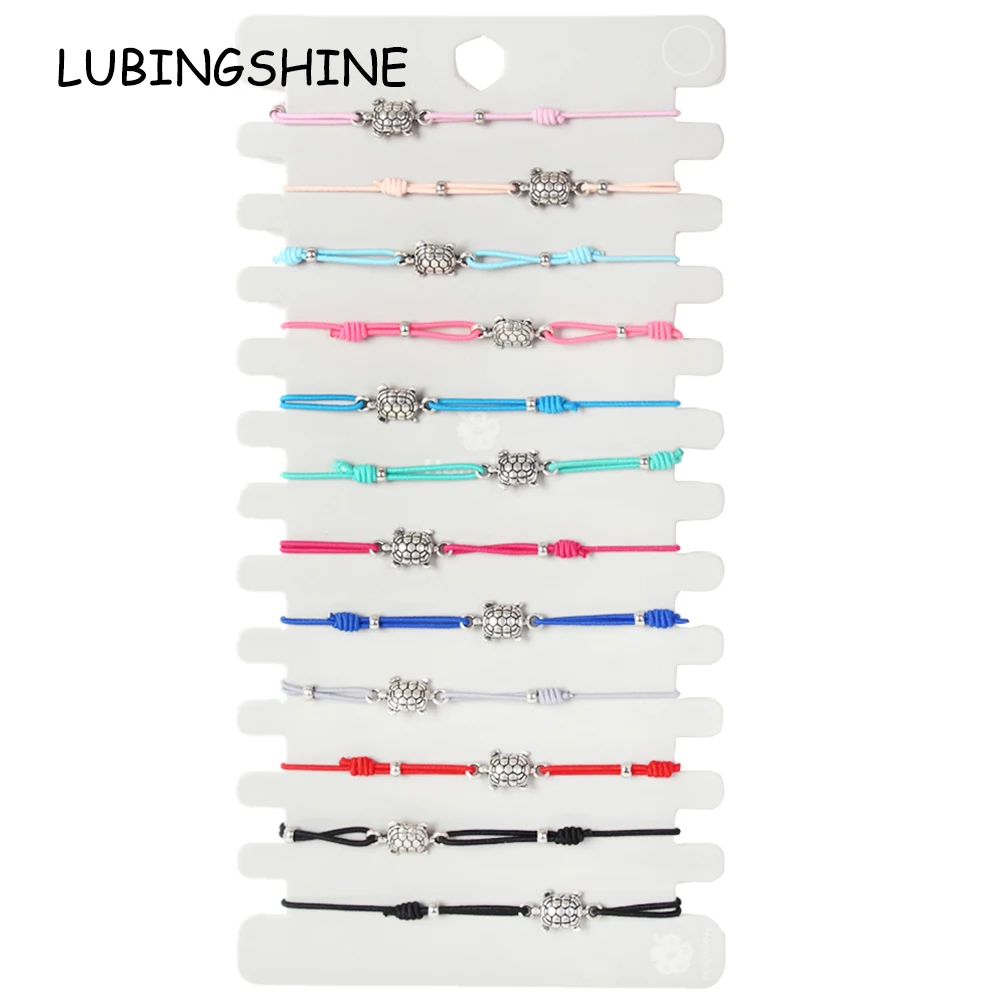 LUBINGSHINE Boho 12 шт./компл. Подвески в виде черепахи вязаные браслеты и для женщин Йога