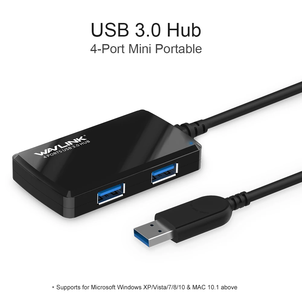 Wavlink мини Портативный 4-Порты и разъёмы usb3.0 Супер Скорость USB HUB адаптер до 5 Гбит/с