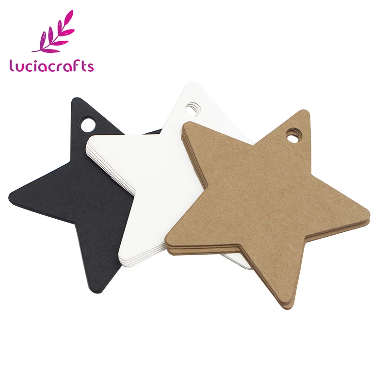 Lucia crafts 50 шт./лот 6*6 см Звездная крафт бумага этикетка ценники на свадьбу Рождество