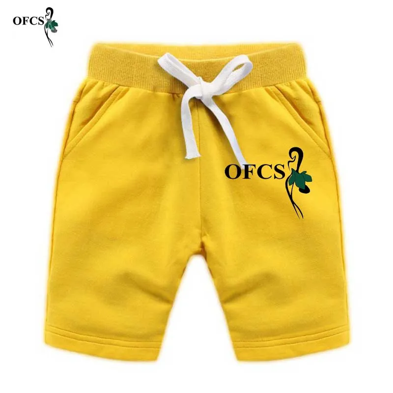 Yellow Ofcs/брендовые шорты для малышей хлопковые брюки для девочек, шорты детские штаны пляжные шорты для мальчиков детская одежда Беговые лосины 80-150 см - Цвет: Yellow