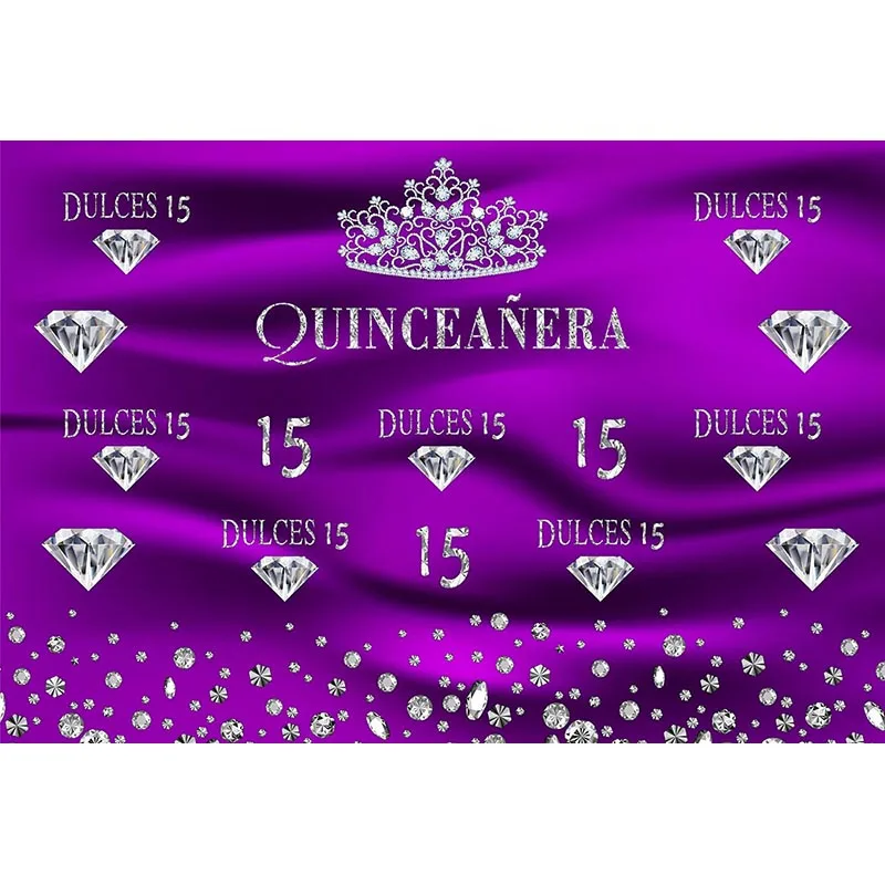 Mehofoto Dulces 15 фон для дня рождения фотосъемки с бриллиантами фиолетовый дизайн