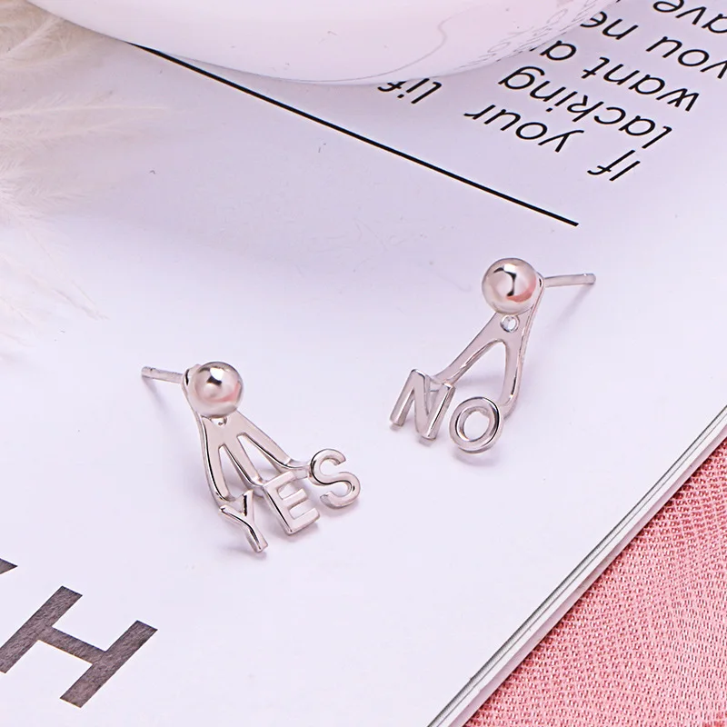 Тибетские Серебряные индивидуальные серьги с буквами да нет Асимметричные