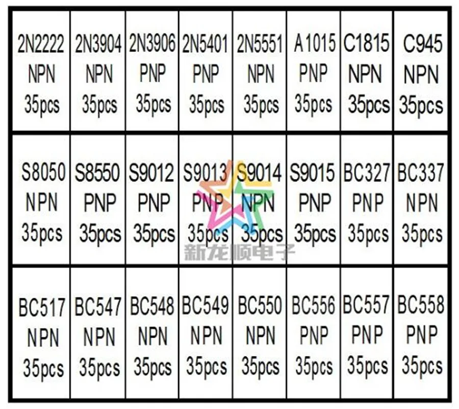 24 значения 840 шт. 2n22-s9015 BC327-BC558 A1015 C1815 C945 S8050 NPN PNP мощный универсальный набор