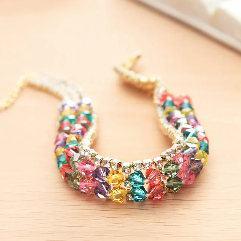Neoglory Австрийские кристаллы и ауден стразы браслет с бусинами красочный
