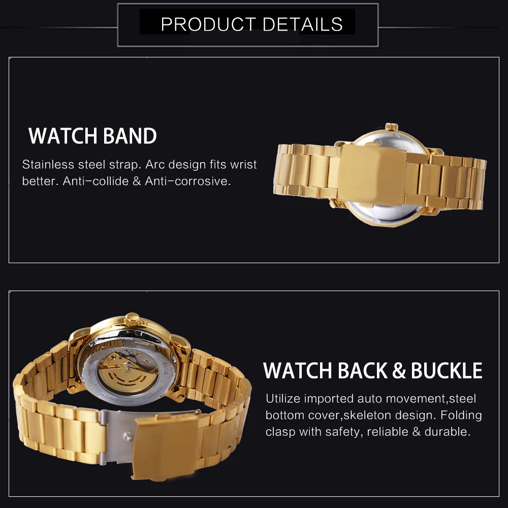 Часы наручные WINNER Мужские механические брендовые Роскошные автоматические с