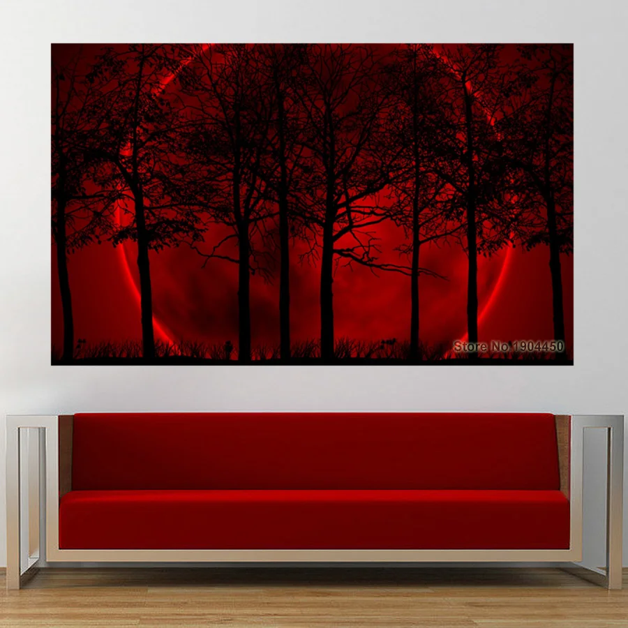 Безрамочная холстовая живопись Черное дерево Пейзажная картина HD Печать Художественный плакат для украшения гостиной дома.