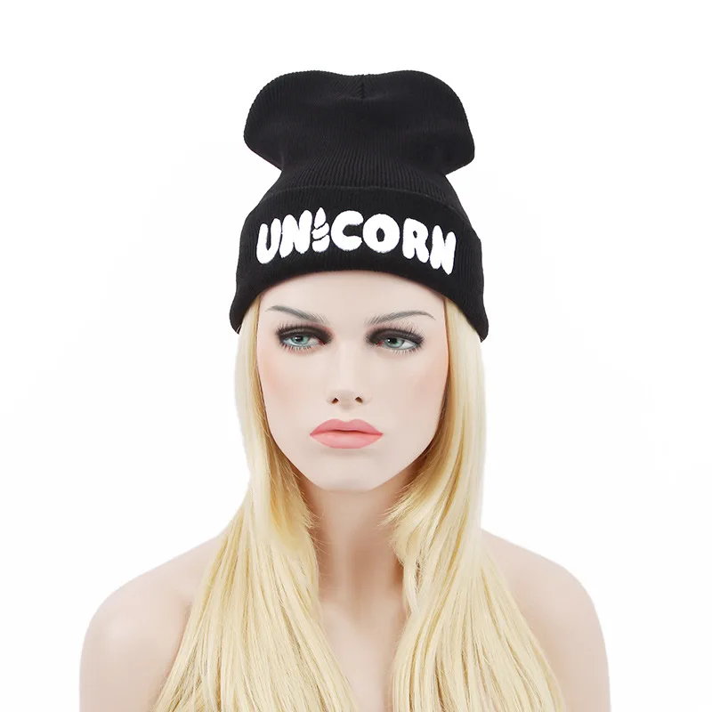 Embroid UNICORN зимние женские шапки мужские Skullies Модная брендовая теплая шапка Кепка в стиле хип-хоп Черный Серый Gorros хип-хоп Уличная