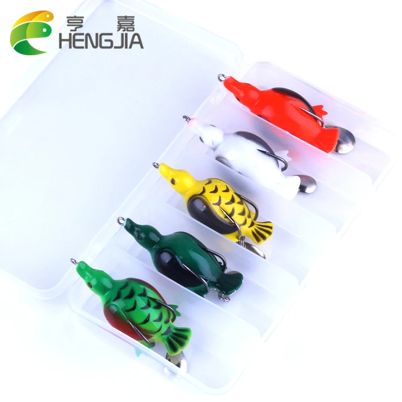 

HENGJIA 5 шт./кор. 12,8 г 6,5 см Pesca щука рыболовные приманки искусственные утка мягкие приманки 14 г, 65 мм опускается на дно рыболовные воблеры приманка лягушка