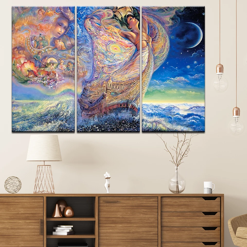 Картина на холсте Игры буйвола Океан мечты 3 шт. Настенная картина модульные обои