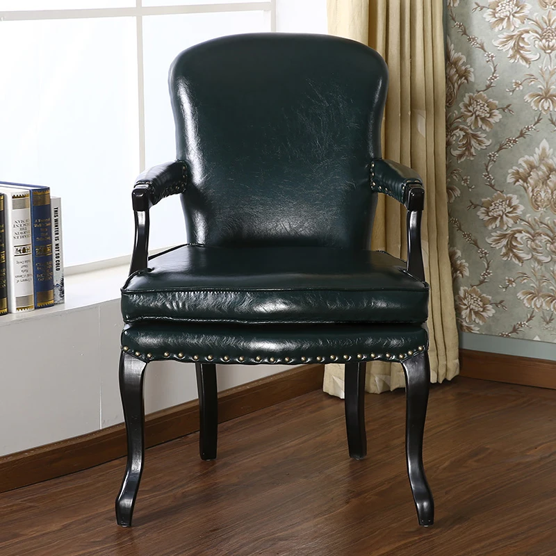 S17 Louis fashion Dining chairs American desk European retro solid wooden Nordic simple single Cafe leisure - Цвет: S17