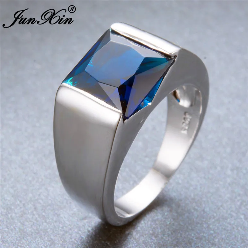 Мужское и женское простое кольцо с голубым камнем новое модное обручальное