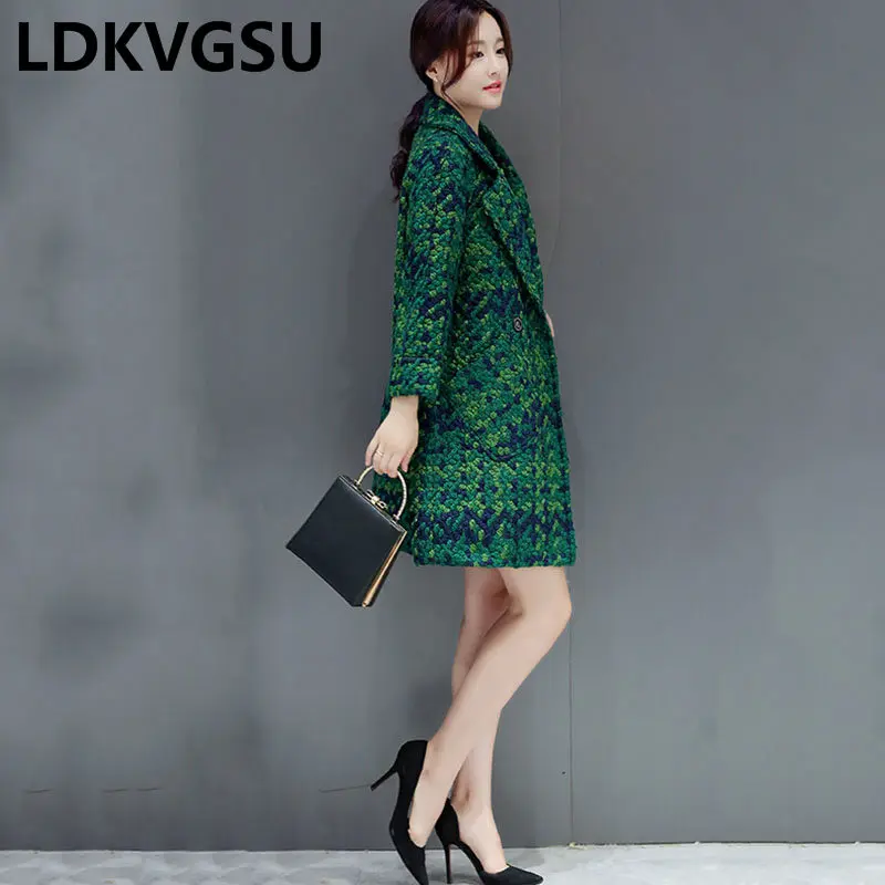 Высококачественное шерстяное пальто Женская приталенная куртка средней длины