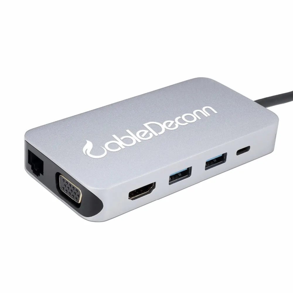 Док-станция Thunderbolt 3 USB C Hub usb3.1 type C к HDMI VGA Gigabit Ethernet RJ45 DC Jack 3,5 мм адаптер для macbook pro