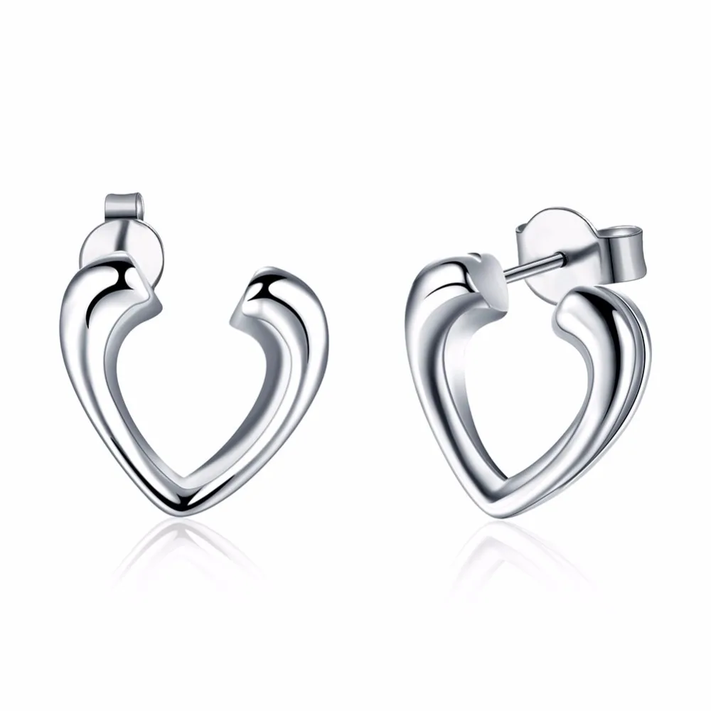 Open half - heart ear tin foreign trade silver jewelry simple nail | Украшения и аксессуары