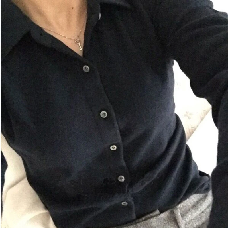 2018 Spring Autumn Women Cashmere Wool Sweaters Cardigans Turn Down Neck Sexy Casual Fashion Solid Color Femme Knitted Plus Size |