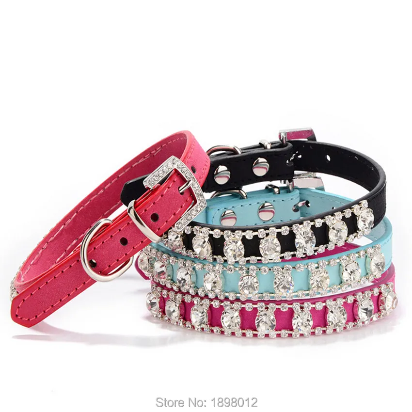 Роскошный ошейник для собаки из горного хрусталя кожаное ожерелье маленькие