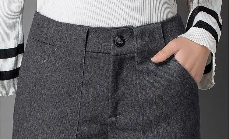 Зимние и осенние модные повседневные плотные теплые женские брюки большого