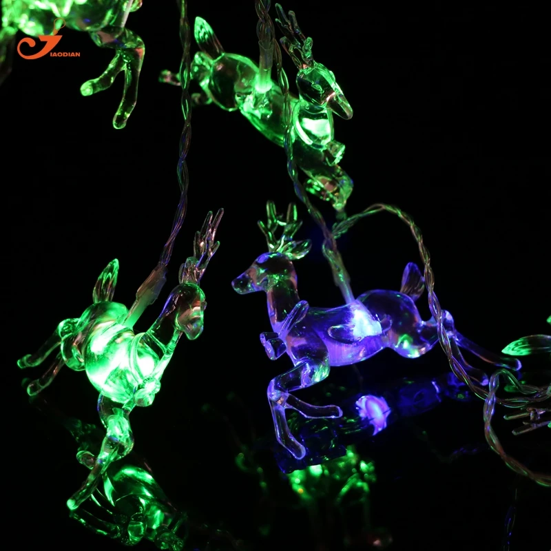 Олень строка украшения Освещение 10LED оленей гирляндой Батарея эксплуатируются rgb