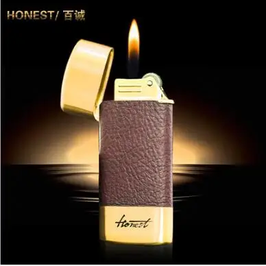 Тонкая ультратонкая шлифовальная круглая Зажигалка для прямого огня Honest Qing Yu 2