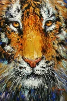 awesome beauty tiger head oil painting on canvas professional skilled painter pure handmade tiger head knife painting for decor
