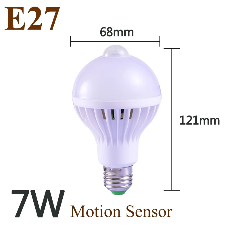 Motion Sensor 7W Светодиодный потолочный светильник с датчиком движения, потолочный светильник, 12 Вт, 18 Вт, 220 В, ночные лампы для лестниц, коридоров, ванной комнаты, Домашний Светильник ing White - Цвет корпуса: Motion Sensor 7W