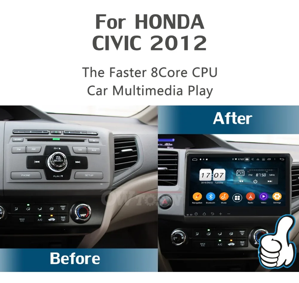 10," ips 8 Core 4G+ 64G Android 9,0 Автомобильный мультимедийный dvd-плеер gps радио для Honda Civic 2011 2012 2013 DSP CarPlay