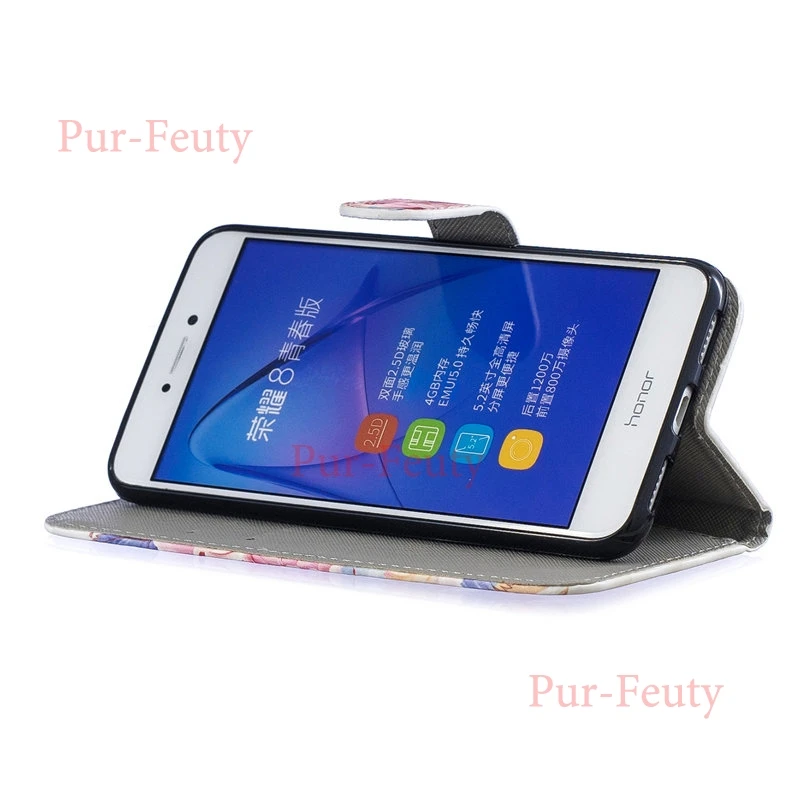 Чехол для Huawei P8Lite 2017 PRA LX1 LA1 Flip Leather Colorful Painting wallet cartoon Covers P9Lite on.