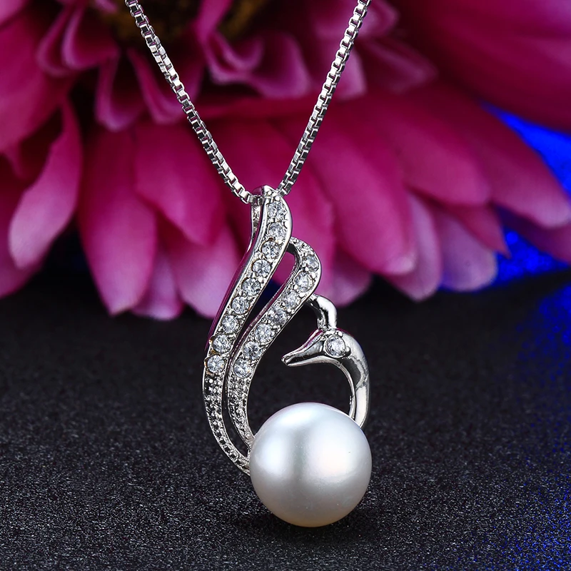 Fashion 10-10.5mm Natural Freshwater Pearl Necklaces For Women 45cm Good Quality 925 Sterling Silver Pendants Classic Jewelry | Украшения и
