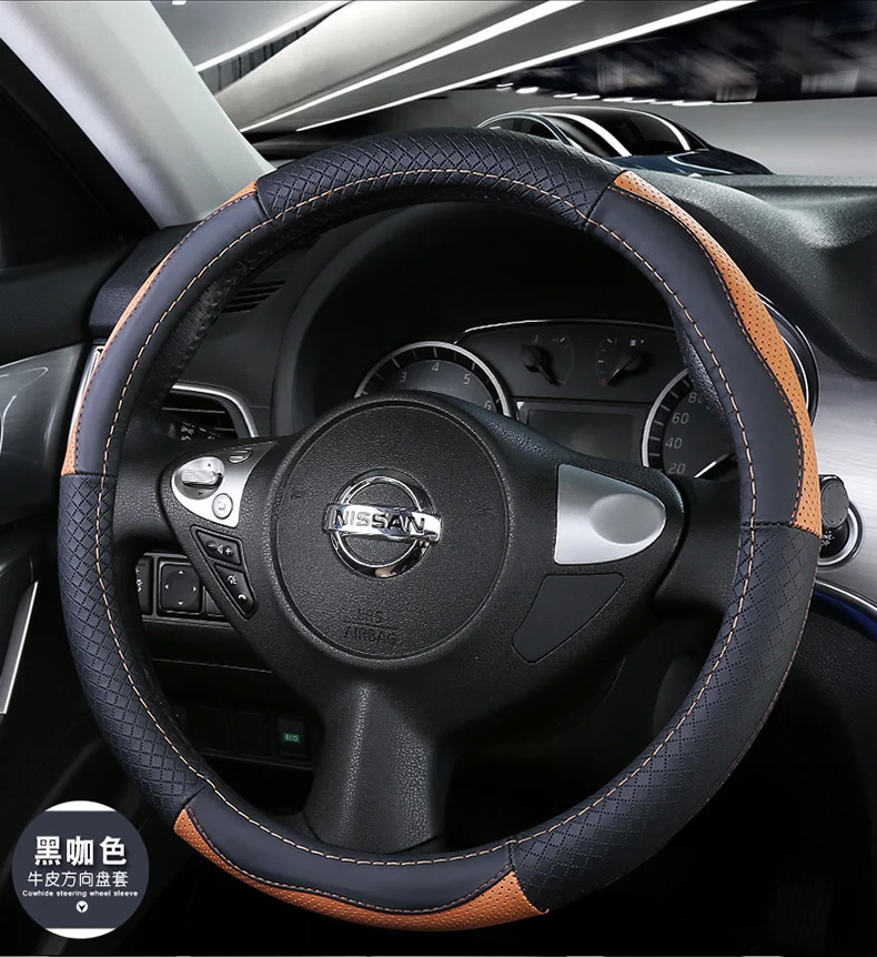 Верхний слой кожаный руль чехлы для Nissan Juke пинает Rogue Sport Qashqai X-Trail Murano Xterra Pathfinder Armada Quest