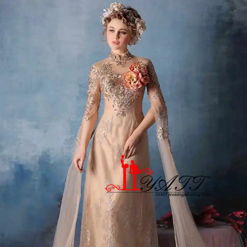 Robe De Mariage 2017 настоящая фотография новинка vestido de noiva золотые кружевные аппликации